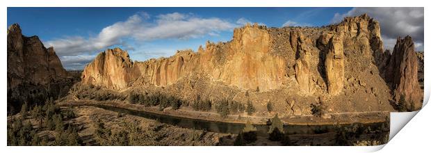 Smith Rock and Crooked River Panorama Print by Belinda Greb