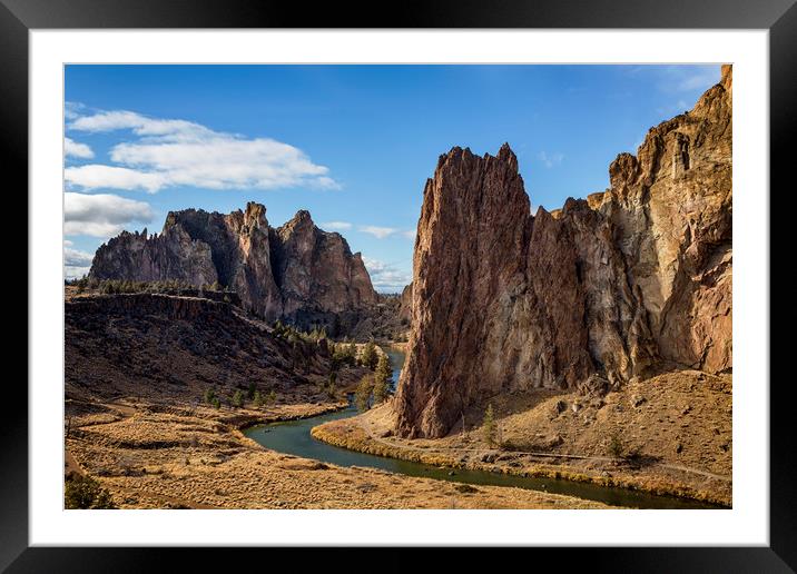 River and Rock Framed Mounted Print by Belinda Greb