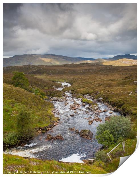 Assynt river Print by Tom Dolezal