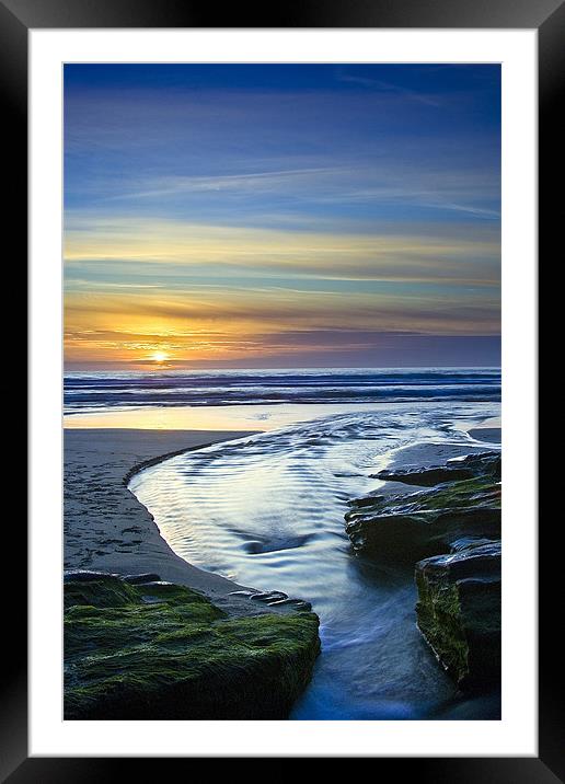 Sunset in the Stream at Trebarwith Strand Framed Mounted Print by David Wilkins