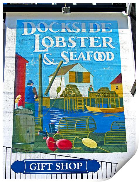 Dockside Lobster and Seafood sign Print by Mark Sellers
