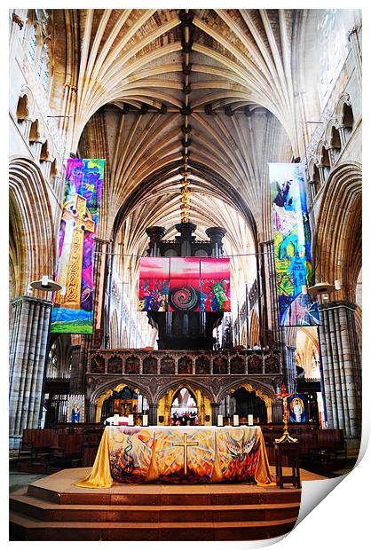 Inside Exeter Cathedral Print by stephen walton