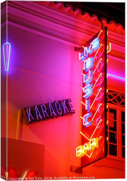 Karaoke Disco Night Life Lights Canvas Print by Rob Cole