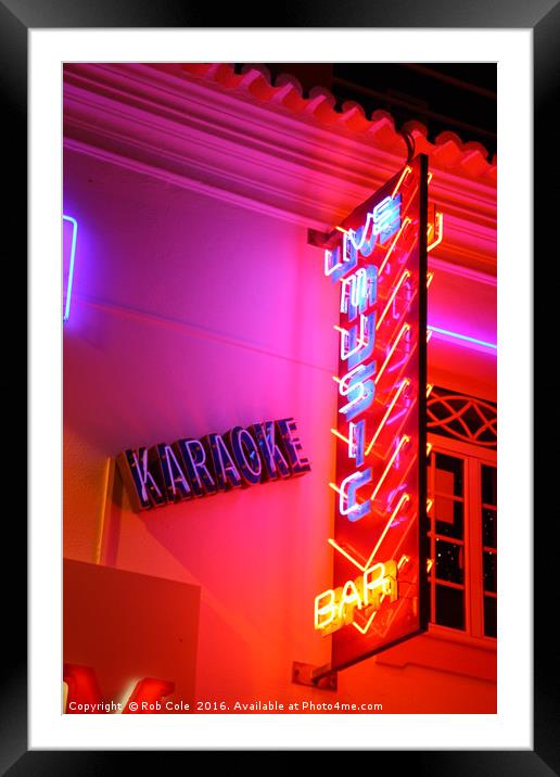 Karaoke Disco Night Life Lights Framed Mounted Print by Rob Cole
