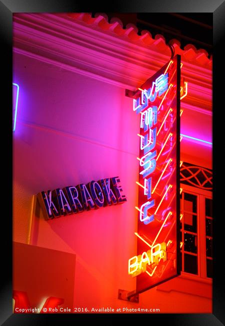 Karaoke Disco Night Life Lights Framed Print by Rob Cole