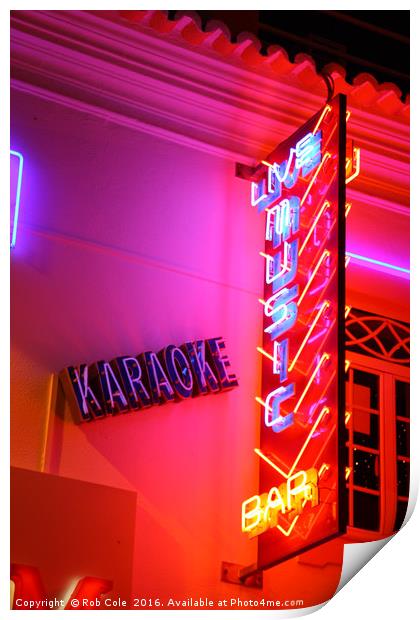 Karaoke Disco Night Life Lights Print by Rob Cole
