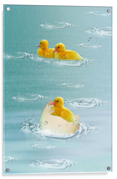 little ducklings Acrylic by Dagmar Giers