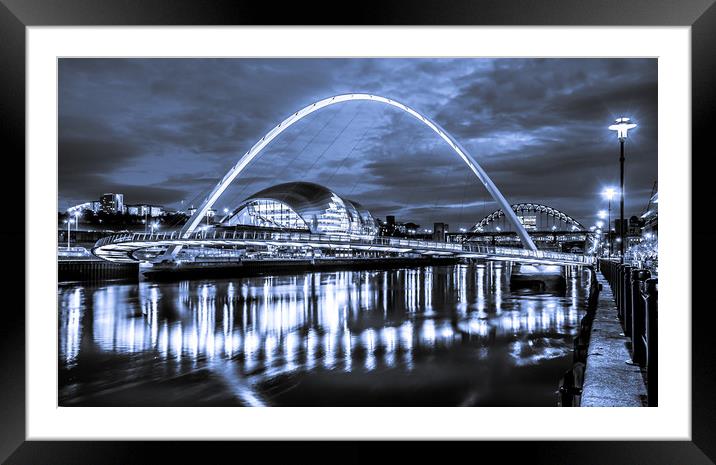 The Millennium Bridge all in Blue Framed Mounted Print by Naylor's Photography