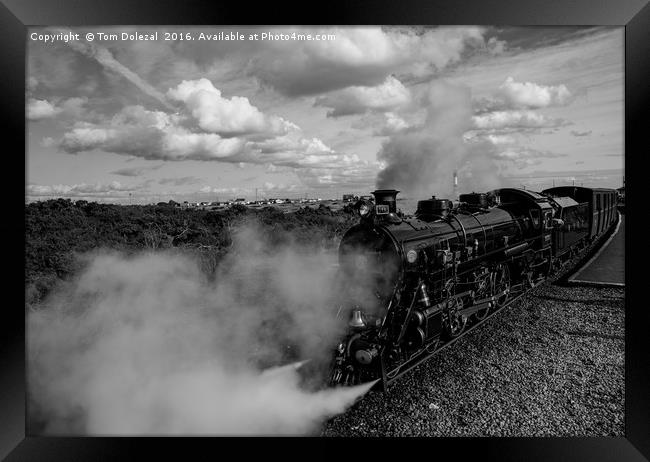 Dr Syn steam train BW Framed Print by Tom Dolezal