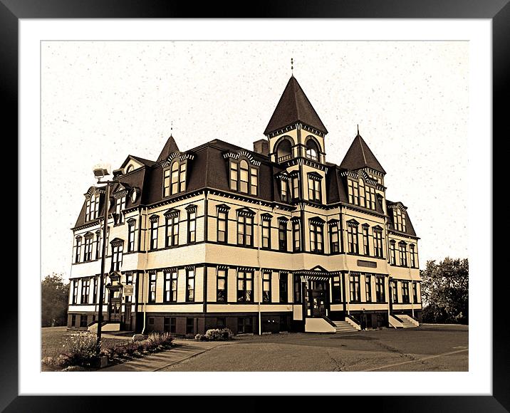 Lunenburg Academy Sepia (3) Framed Mounted Print by Mark Sellers