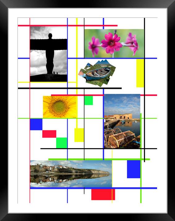 Modrian inspired composit of places and flowers Framed Mounted Print by Ivan Kovacs
