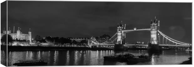 London at night, Tower Bridge and Tower of London Canvas Print by Kevin Duffy