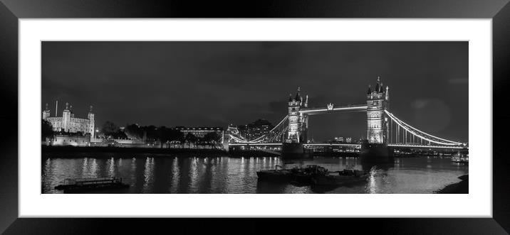 London at night, Tower Bridge and Tower of London Framed Mounted Print by Kevin Duffy