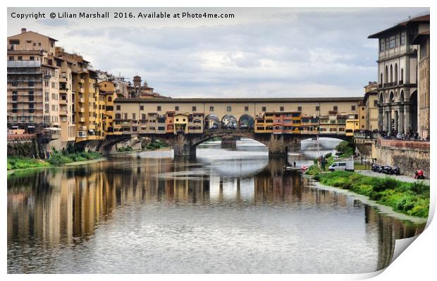 Ponte Vecchio Florence. Print by Lilian Marshall