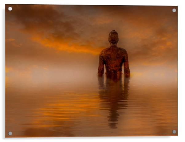 Antony Gormley's Another Place  Acrylic by Chris Evans
