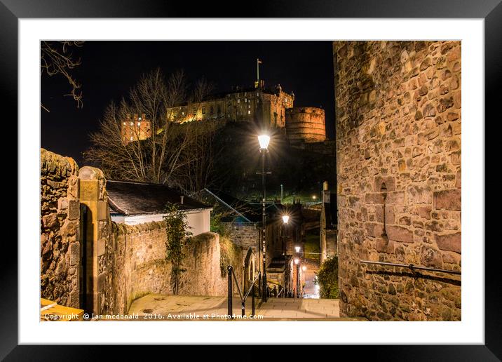Edinburgh castle night shot Framed Mounted Print by Ian mcdonald