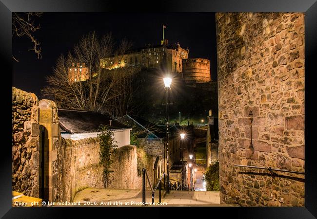 Edinburgh castle night shot Framed Print by Ian mcdonald