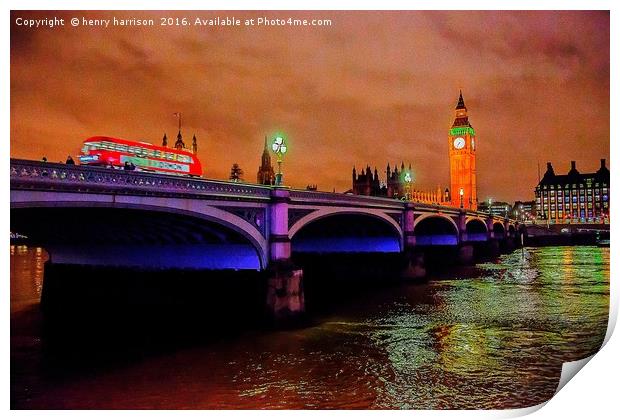 Westminster Bridge Print by henry harrison