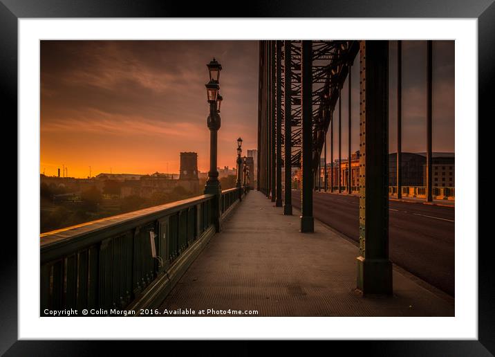 Tyne Bridge Glow Framed Mounted Print by Colin Morgan