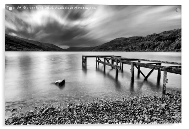 Loch Earn Black & White Acrylic by bryan hynd