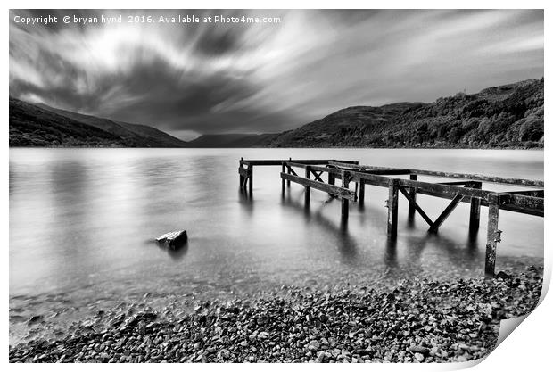 Loch Earn Black & White Print by bryan hynd