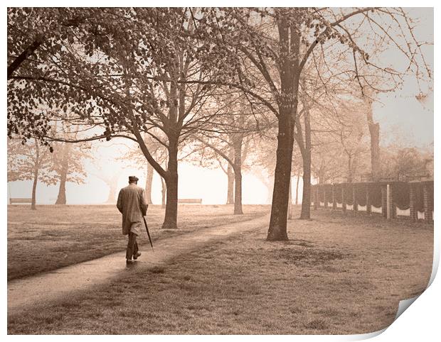 Misty morning walk Print by David Bigwood