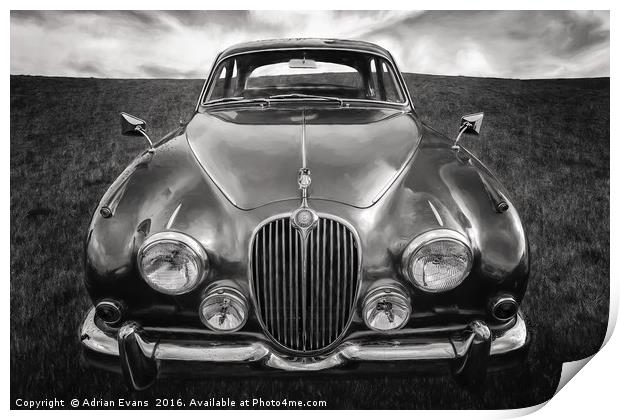 Jaguar MK II 3.8 Litre Print by Adrian Evans