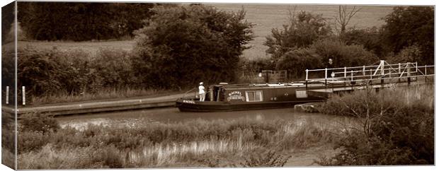 Canal boat & lock Canvas Print by Donna Collett