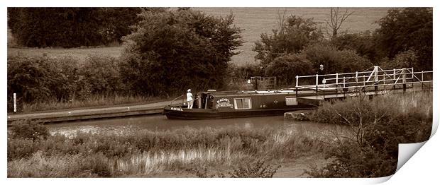 Canal boat & lock Print by Donna Collett