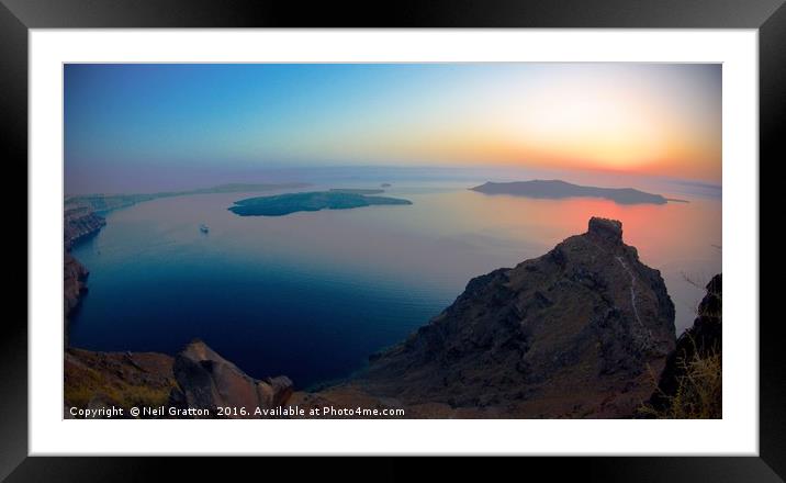 Sunset over Santorini Framed Mounted Print by Nymm Gratton