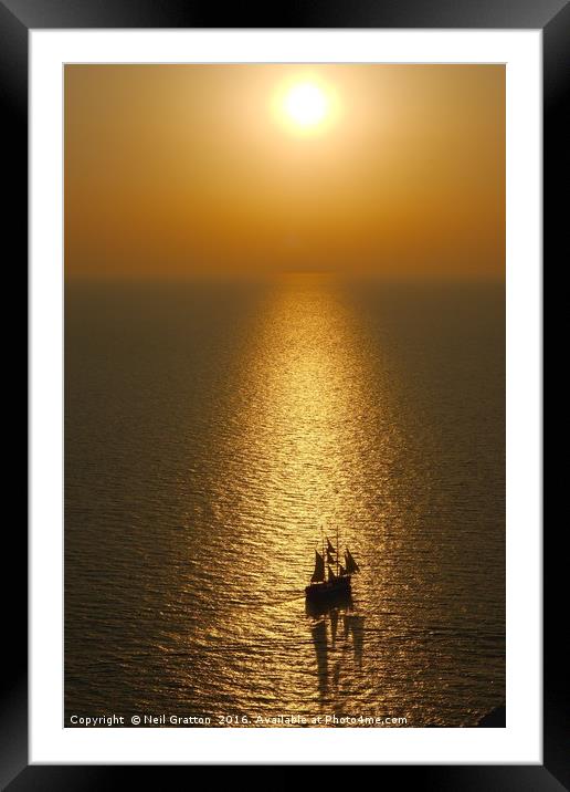 Sea Sunset from Oia Framed Mounted Print by Nymm Gratton
