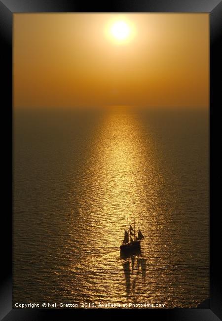 Sea Sunset from Oia Framed Print by Nymm Gratton