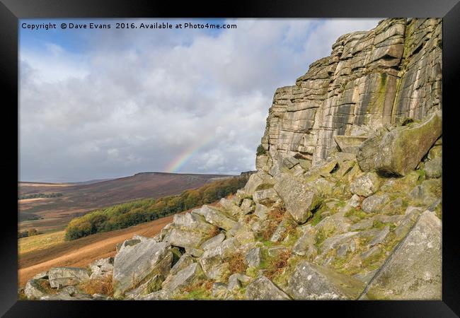 Stanage Edge Rainbow Framed Print by Dave Evans