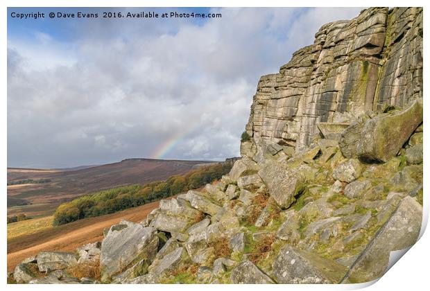 Stanage Edge Rainbow Print by Dave Evans