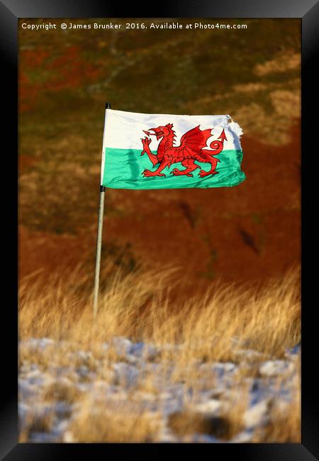 Welsh Flag and Winter Hillside Framed Print by James Brunker