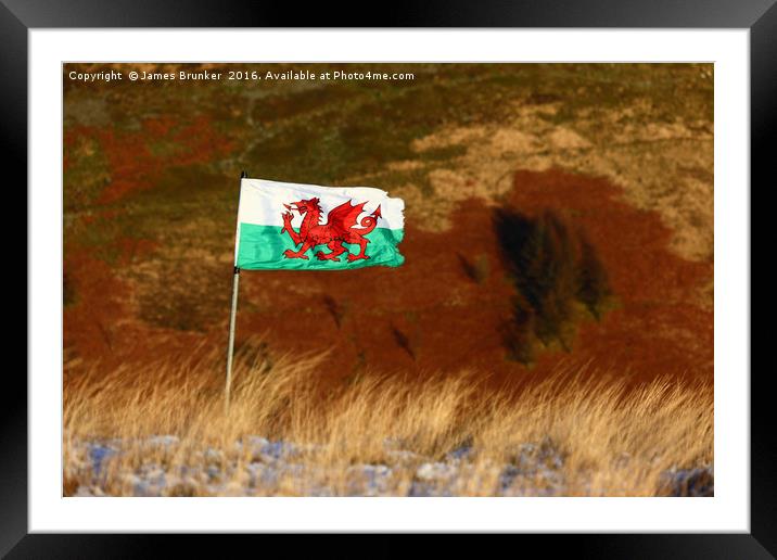 Welsh Flag and Mountain Colours Framed Mounted Print by James Brunker