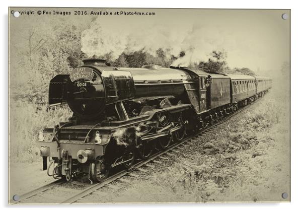 The flying scotsman at bury Acrylic by Derrick Fox Lomax