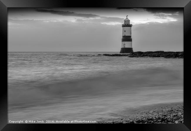 Penmon Lighthouse - Trwyn Du Lighthouse Framed Print by Mike Janik
