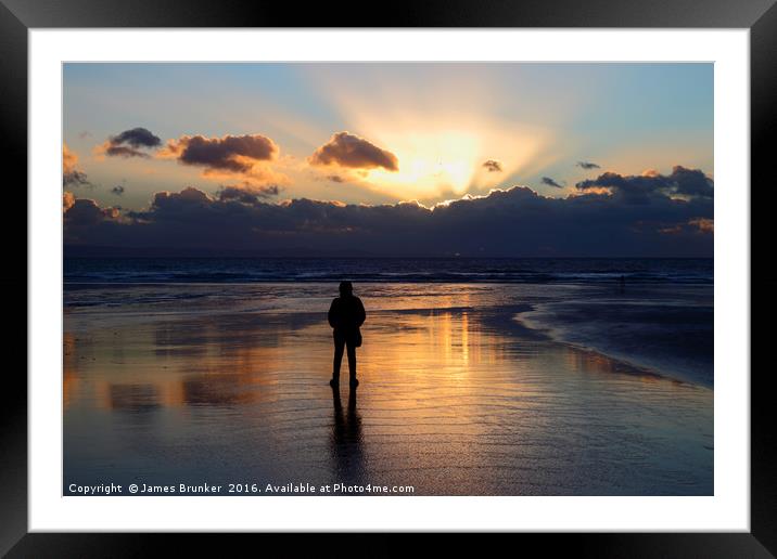 Sunset at Dunraven Bay Glamorgan South Wales Framed Mounted Print by James Brunker