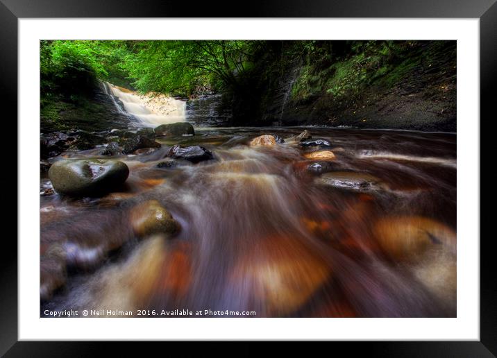 Nant Llech Waterfall, Brecon Beacons Framed Mounted Print by Neil Holman