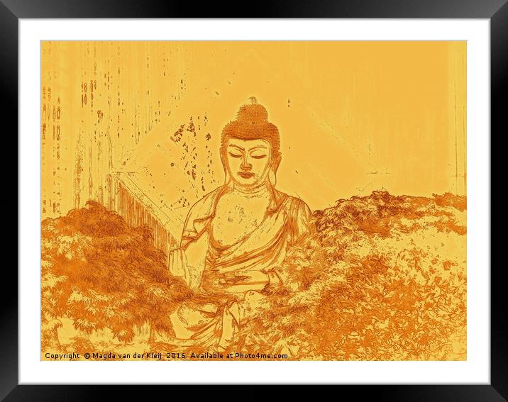 Warm Buddha Framed Mounted Print by Magda van der Kleij