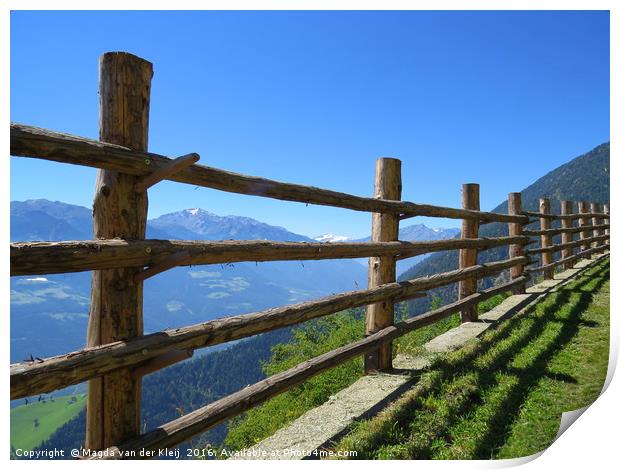 Natural fence in the Alps Print by Magda van der Kleij