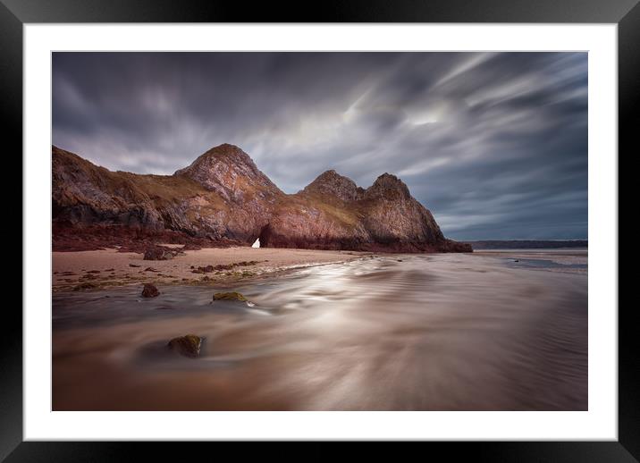 Low tide at Three Cliffs Bay Framed Mounted Print by Leighton Collins