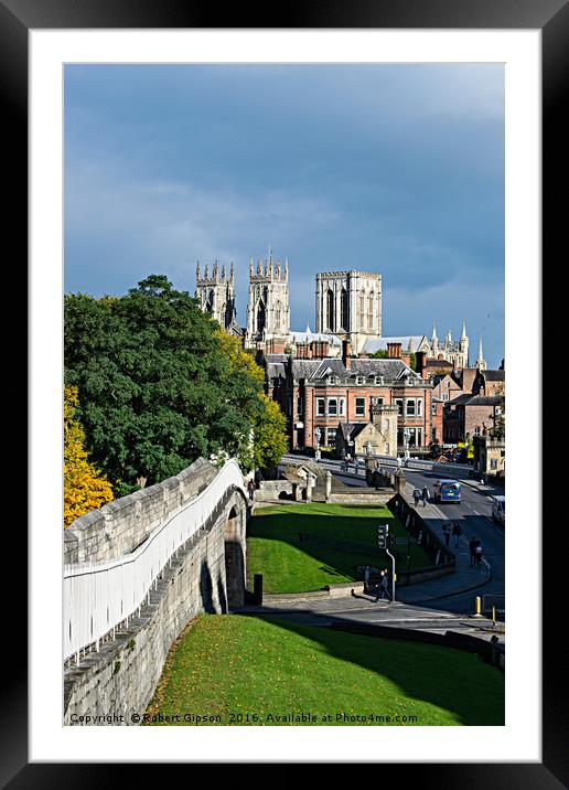 York minster and Roman walls. Framed Mounted Print by Robert Gipson