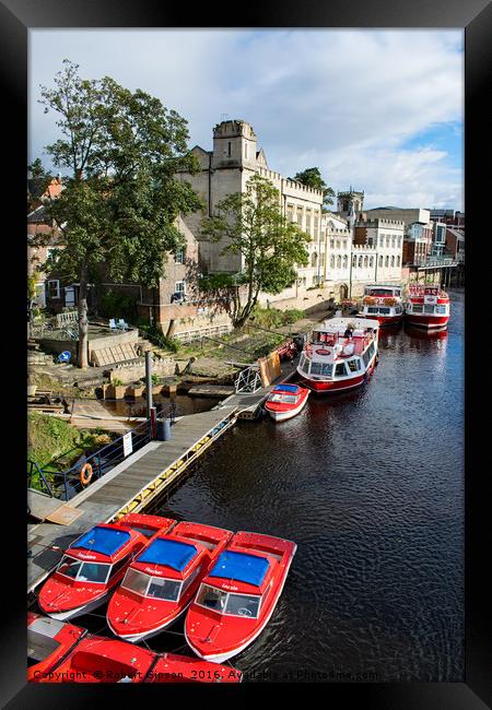 York City Guildhall and red boats Framed Print by Robert Gipson