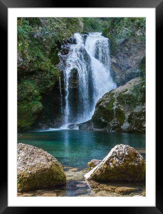 Sum Waterfall in Slovenia Framed Mounted Print by Sergey Golotvin