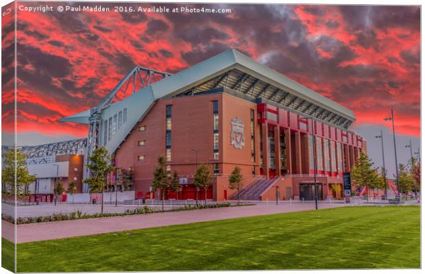 Red Sky Over Anfield Canvas Print by Paul Madden