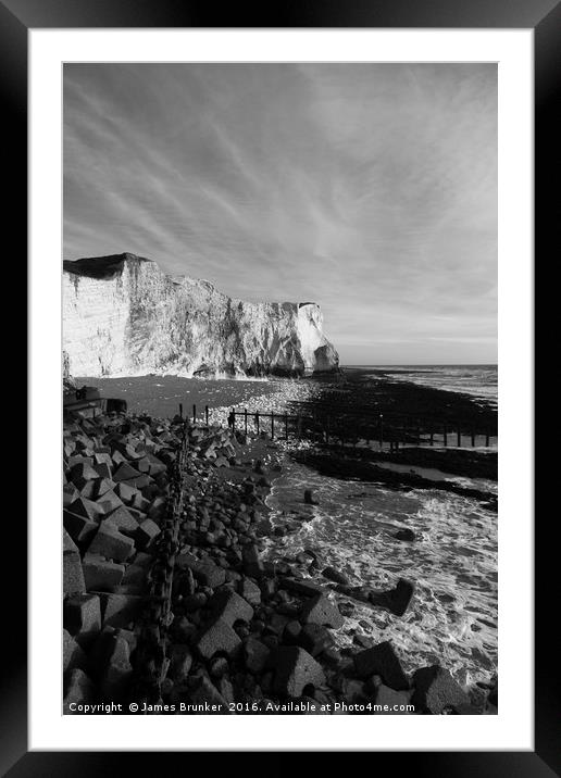 Seaford Head East Sussex in Black and White Framed Mounted Print by James Brunker