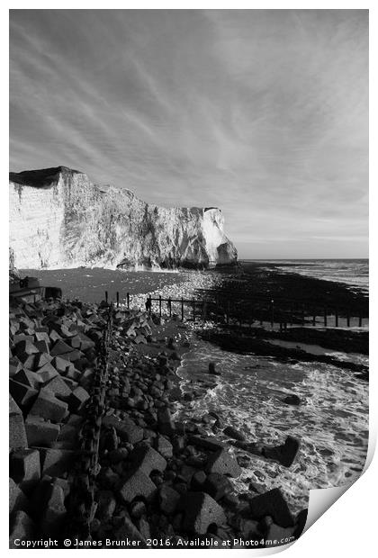 Seaford Head East Sussex in Black and White Print by James Brunker