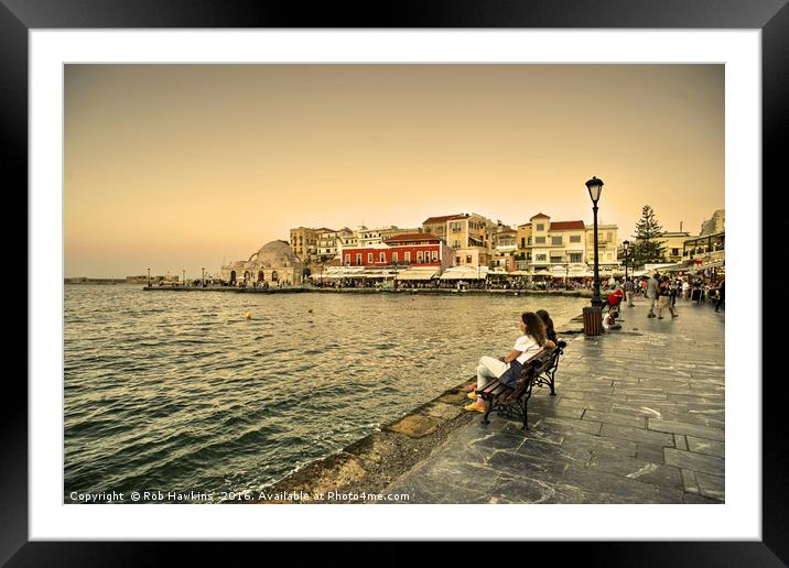 Chania Waterfront  Framed Mounted Print by Rob Hawkins
